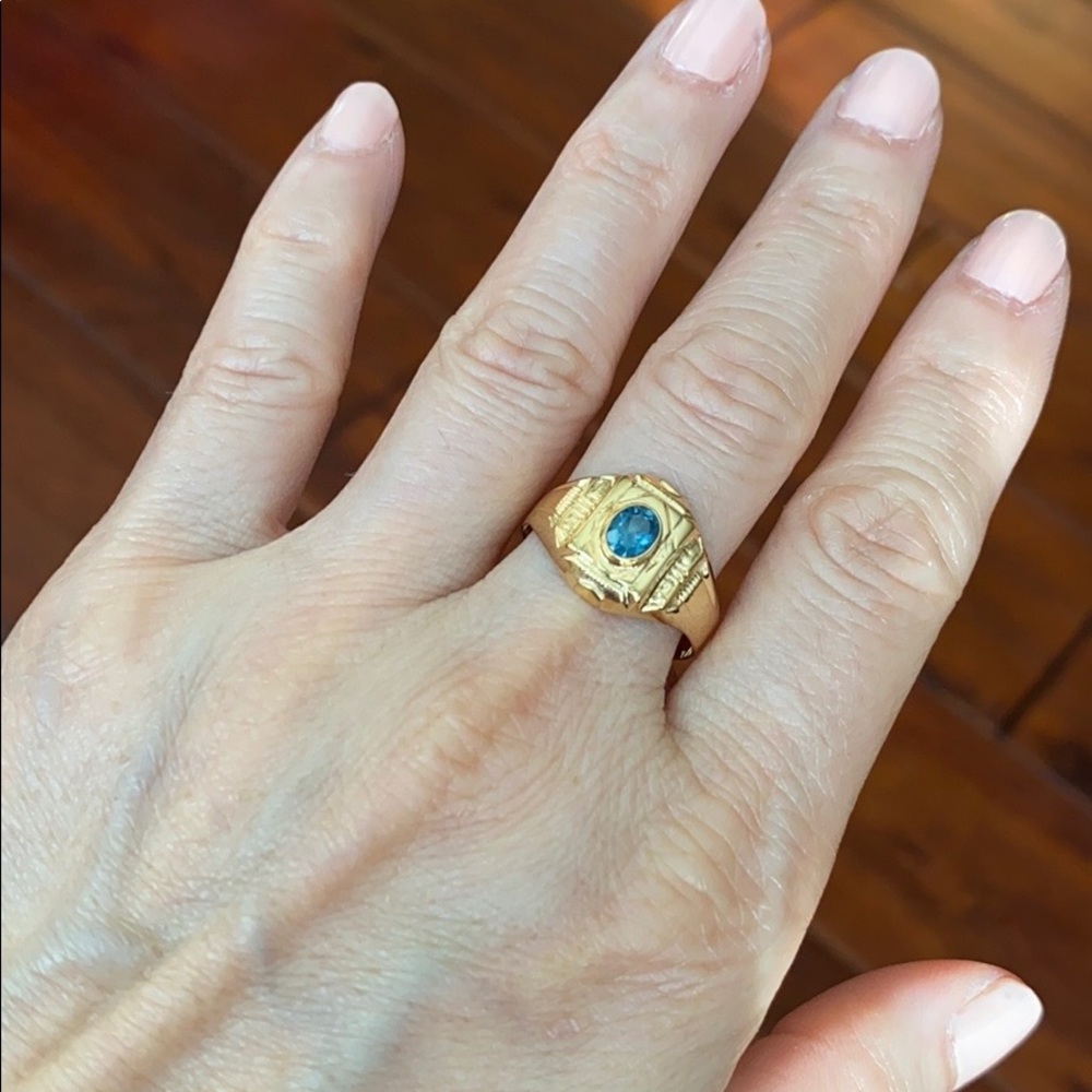 14K Real Gold Natural Sapphire Ring Size 8.75